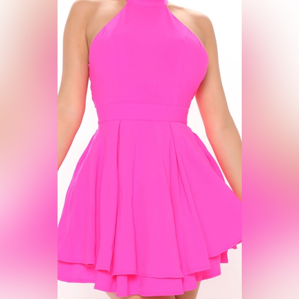 Hot Pink flare mini dress